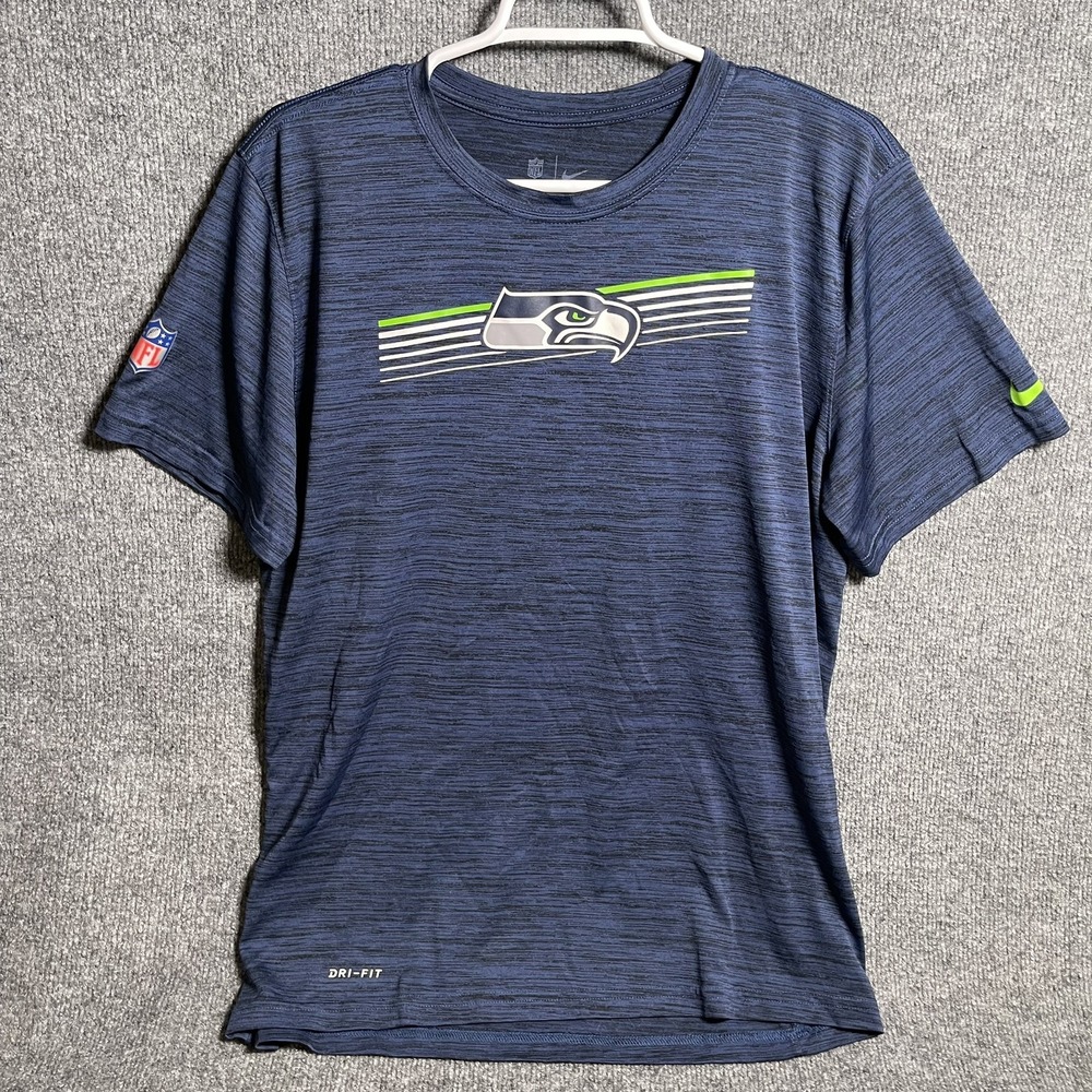 Seattle Seahawks Nike On Field The Nike Tee Shirt Men's Sz L Blue Short Sleeve